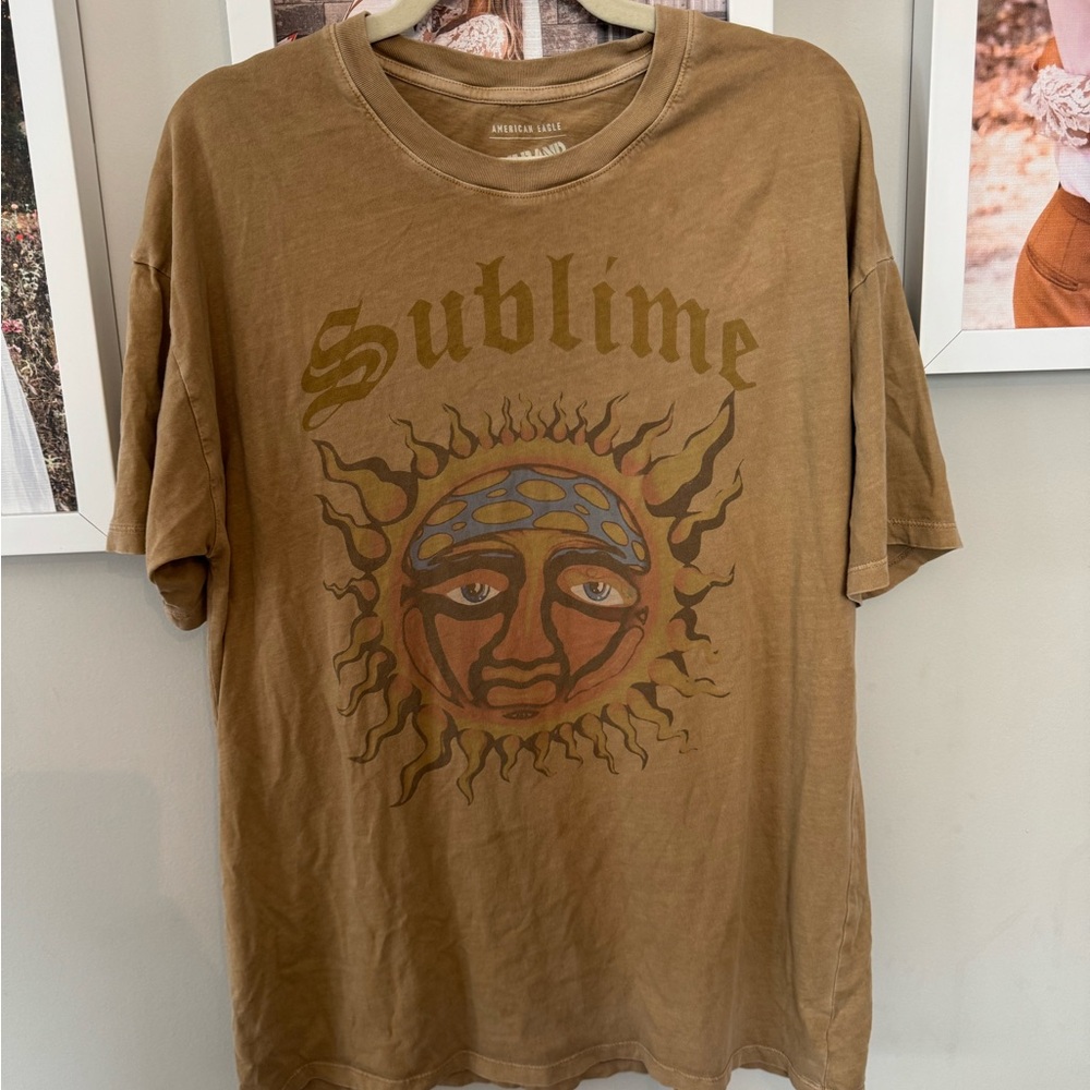 Brown Sublime Graphic T-Shirt American eagle oversized band tee